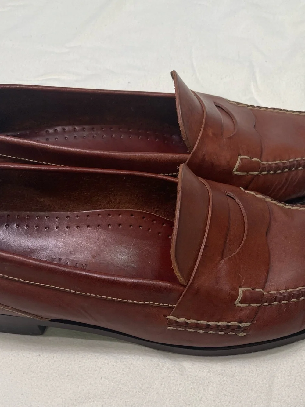 Cole Haan Men's Chestnut Brown Leather Penny Loafers